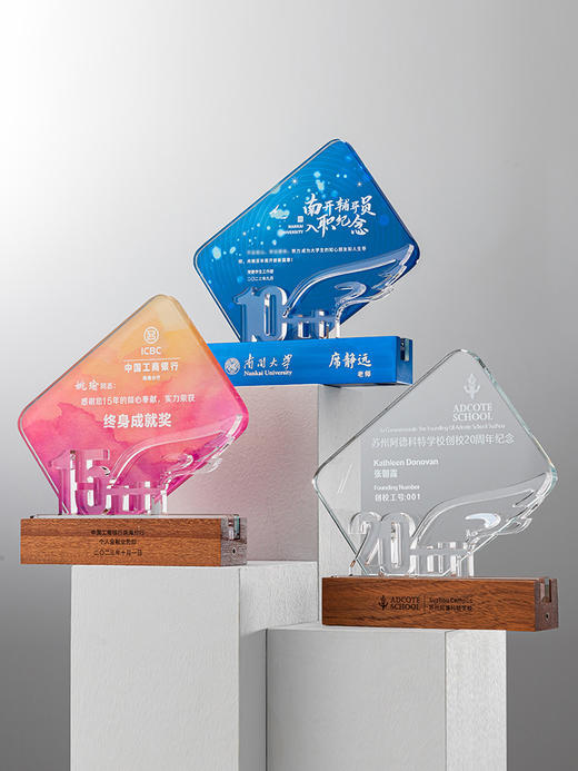 彩印水晶奖杯定制定做高档创意奖杯奖牌金属玻璃优秀员工年会纪念 商品图0