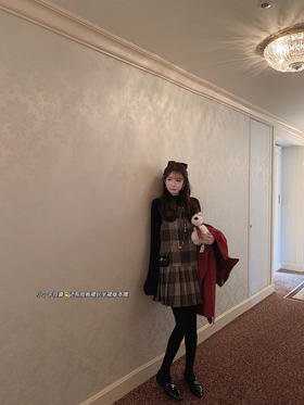 金蘑菇菇 Se promener代官山的漫不经心/复古耐看毛呢格纹背心裙