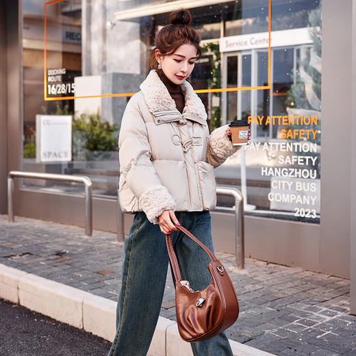 短款羊羔毛拼接羽绒服，冬季新款女装保暖外套潮HR-HSYL2862 商品图5