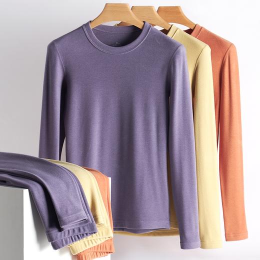 weyo秋冬新款女士双面磨毛保暖圆领内衣打底套装A10302、A10402 商品图3