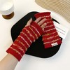 【尊嘟好好看，新款半指手套彩色条纹，随性慵懒超时尚】新款彩色条纹女款毛线手套学生手套触屏保暖防寒针织手套 商品缩略图5