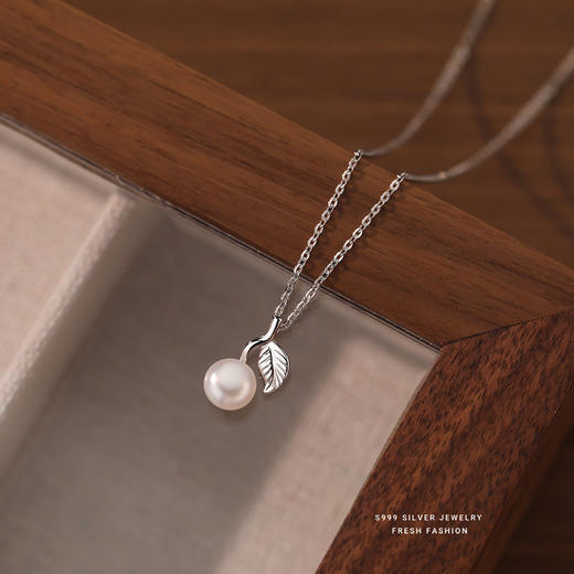 【珠叶含露】S999银树叶珍珠项链【YXS-A3149】 商品图1