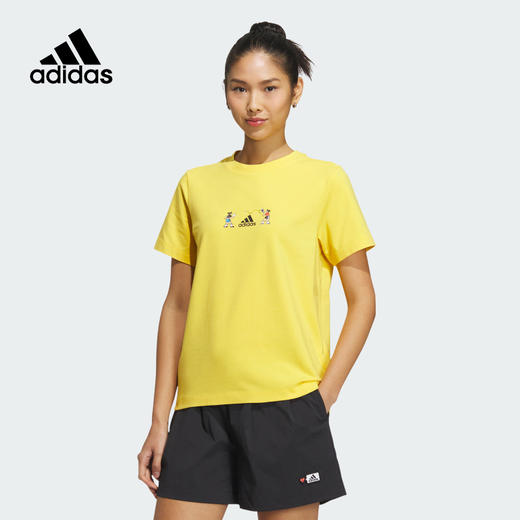 【库存有限，无货将作退款，介意勿拍】Adidas/阿迪达斯SEEBIN女士夏季新款卡通印花黄色圆领休闲短袖T恤HY2864 商品图0