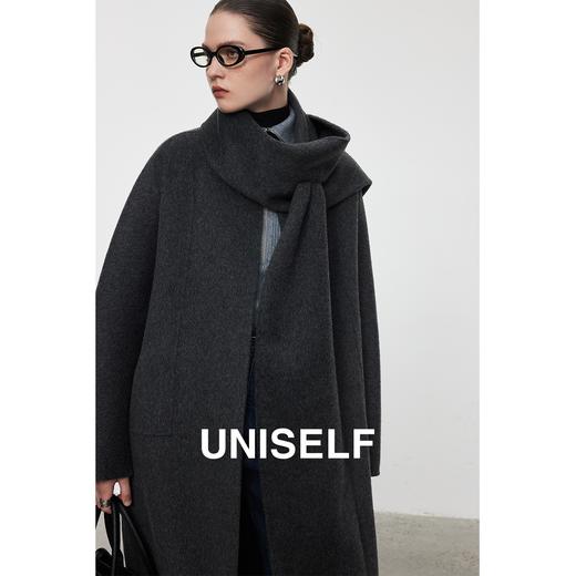 原形羊毛围巾呢子大衣女2023秋冬新款宽松时尚毛呢外套 商品图3