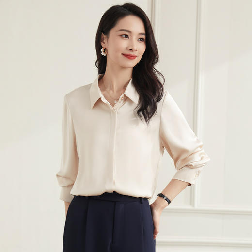 【简约优雅】罗蒙四季款女士长袖衬衫职场大众百搭日常商务干练衬衫女 商品图2