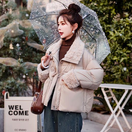 短款羊羔毛拼接羽绒服，冬季新款女装保暖外套潮HR-HSYL2862 商品图9