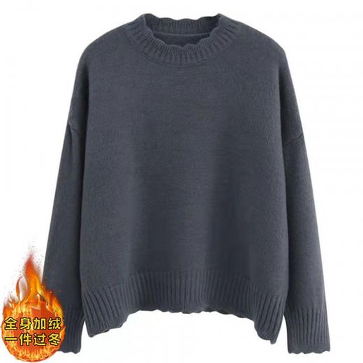 秋冬【加绒加厚学院风毛衣女】宽松 套头 胖mm200斤 百搭日系 打底衫 商品图10