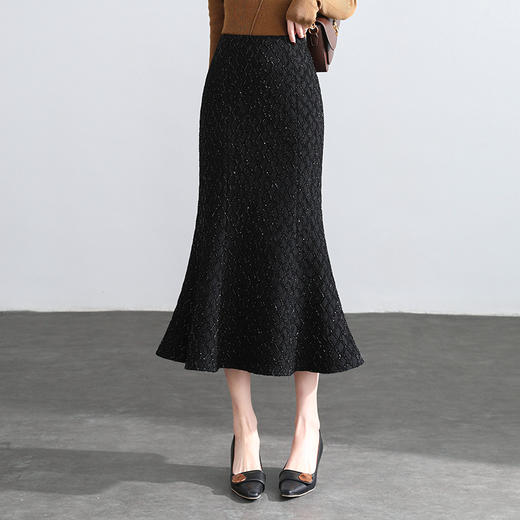 通勤简约修身时尚包臀鱼尾裙，冬款高腰中长款气质优雅半身裙MYX-YGLR-28156-L 商品图0