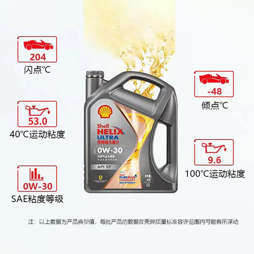 壳牌（Shell）超凡喜力焕耀版0W-30 SP级 4L 全合成油汽车机油 商品图2