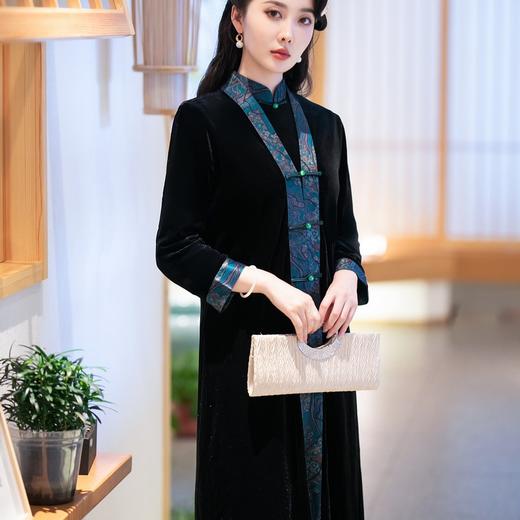 SYG-706旗袍冬款加厚韩国绒长款时尚显瘦复古高档连衣裙 商品图2