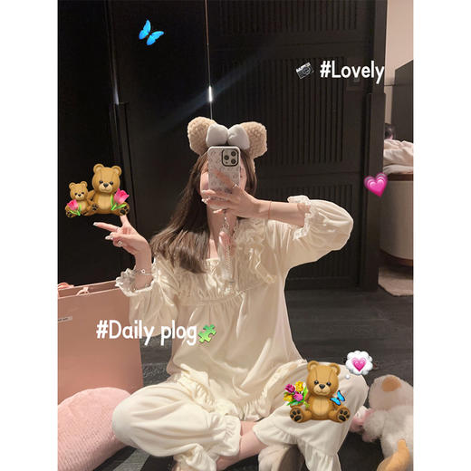 金蘑菇菇 晚安好梦 公主的法式睡衣/ 温柔可爱家居服套装冬 商品图0