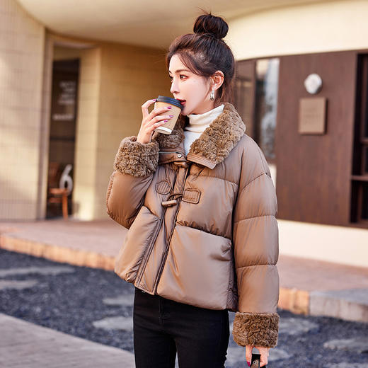 短款羊羔毛拼接羽绒服，冬季新款女装保暖外套潮HR-HSYL2862 商品图6