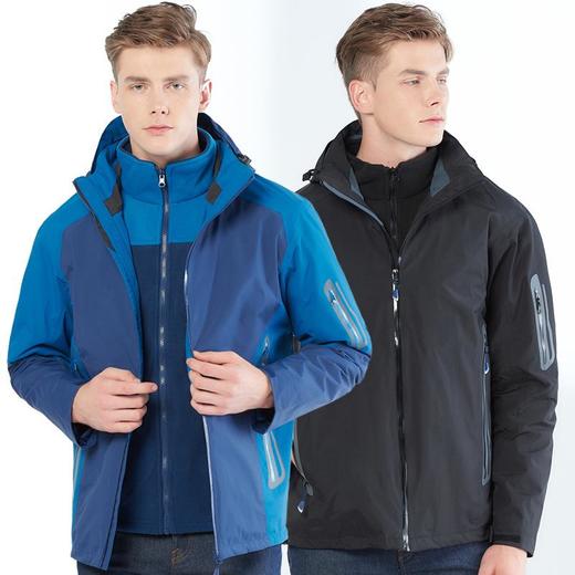 秋冬季新款户外冲锋衣男款两件套三合一可拆卸抓绒衣防风防水登山服 商品图0