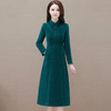 QYM H1601-Y时尚加厚连衣裙仿貂绒保暖复古旗袍裙 商品缩略图0