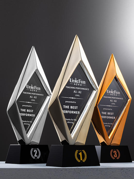 2024新款菱形树脂奖杯定制订做创意奖牌优秀企业员工年会颁奖纪念 商品图0