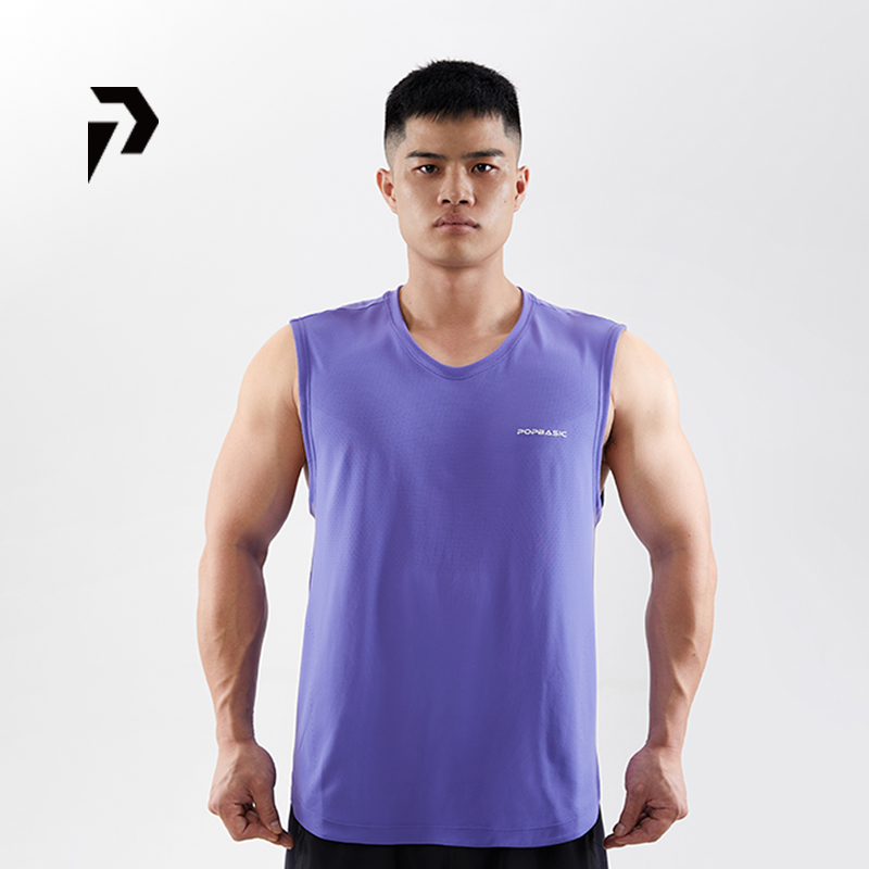 POPBASIC运动背心训练衣男宽松健身服无袖T恤
