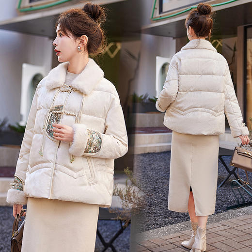 冬季新款，90白鸭绒新中式盘扣短款减龄气质新款羽绒服HR-HYGG9003 商品图6