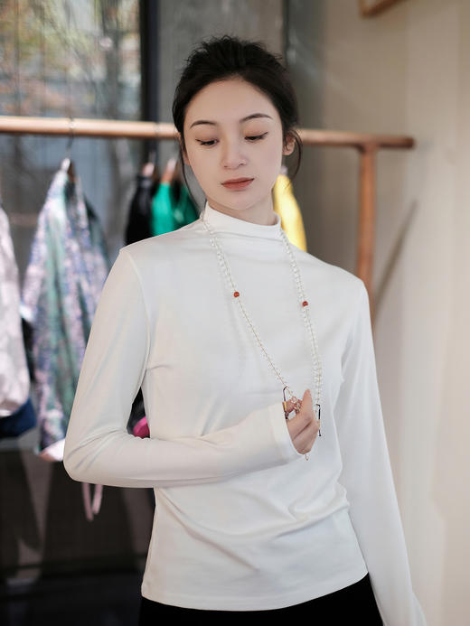 盛唐牡丹 |艾蒂芮拉| Tencel莫代尔新疆长绒棉高领打底衫 商品图1