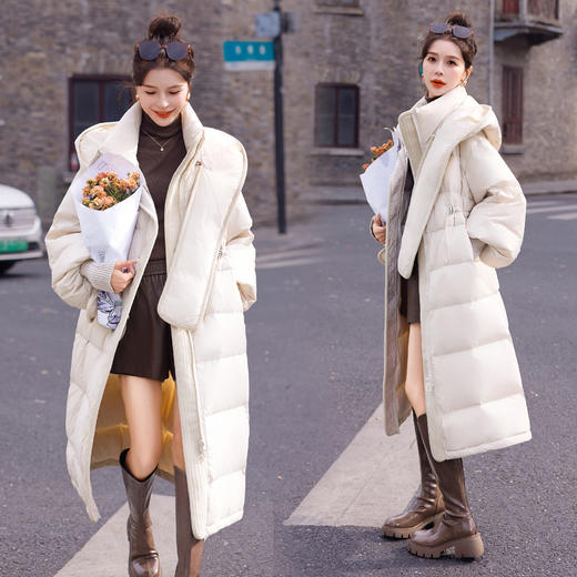 冬装新款，90白鸭绒加厚长款连帽羽绒服（帽子可拆卸）HR-YJLY9008 商品图3