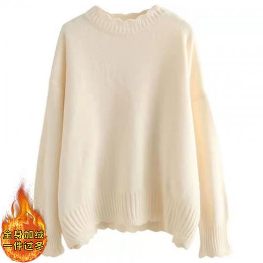 秋冬【加绒加厚学院风毛衣女】宽松 套头 胖mm200斤 百搭日系 打底衫 商品图9