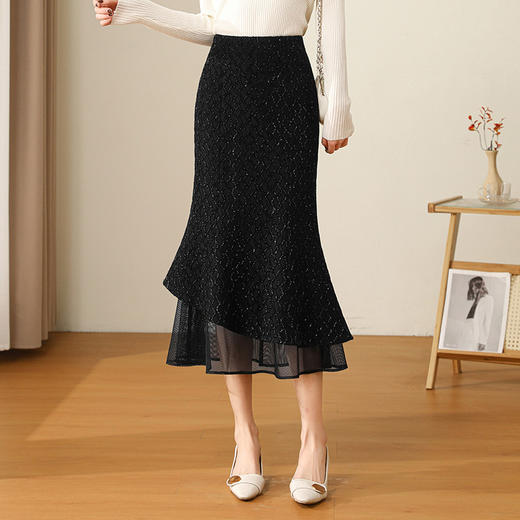 通勤简约修身时尚包臀鱼尾裙，冬款高腰中长款气质优雅半身裙MYX-YGLR-28156-L 商品图1