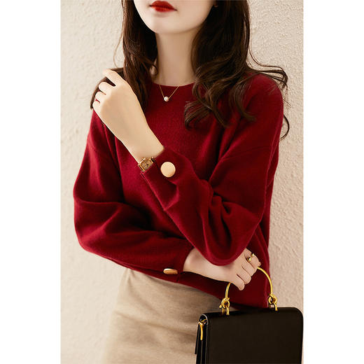 雀说 美貌实穿廓形线条仿羊绒针织套衫上衣3ZF-ZY259515V 商品图0