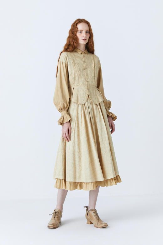 Renlisu  麦色草木染花瓣下摆古典衬衫 商品图6