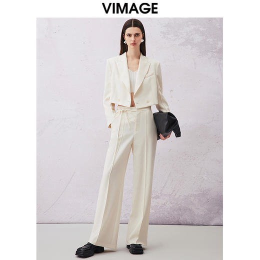 VIMAGE纬漫纪春季新款白色短款西装外套V2103703 商品图1