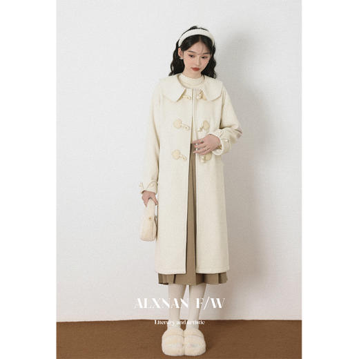 鹿向南《琅玕粉黛》娃娃领单面呢毛呢外套冬2023新款大衣女设计感 商品图3