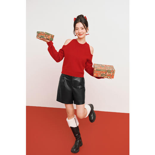 【严选】诗凡黎冬肩部镂空设计针织衫SEC431811 商品图1