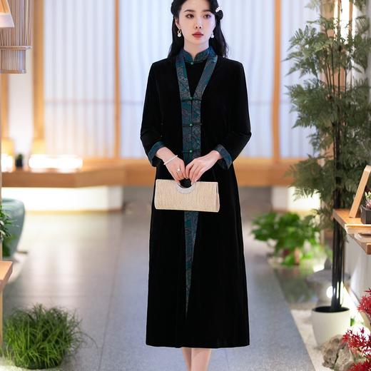 SYG-706旗袍冬款加厚韩国绒长款时尚显瘦复古高档连衣裙 商品图3