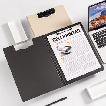 得力（deli）A4竖式折页板夹会议夹 加厚硬文件夹 诗朗诵签约夹板 试卷收纳夹办公资料收纳板夹 灰色5016 商品图4