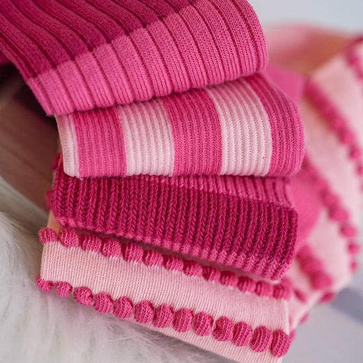 女士棉质韩系粉色系中长筒袜4双装 商品图2