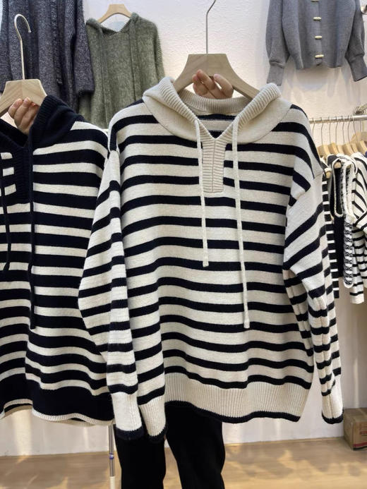 条纹控连帽毛衣 商品图2
