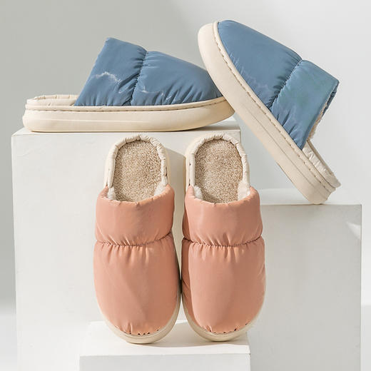 羽绒棉拖鞋女秋冬季包跟防滑室内家居家用加厚保暖情侣外穿棉鞋男 商品图2