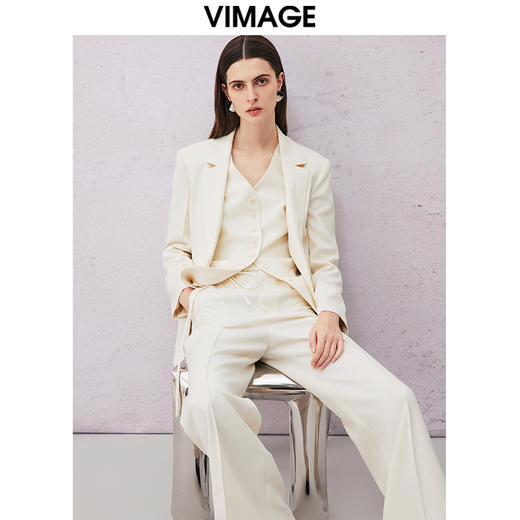 VIMAGE纬漫纪春季新款简约通勤西装外套女V2103705 商品图3