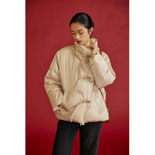 HeyDress新中式羽绒服女冬季立领90白鸭绒保暖国风盘扣短款上衣 商品图5