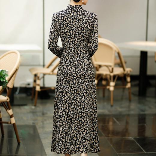 SYG-672秋季连衣裙女新款复古阔太太九分袖秋装贵夫人碎花裙子 商品图5