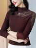 KQL-A26N6591时尚洋气半高领打底衫女士镂空上衣2024春季新款烫钻漂亮T恤小衫 商品缩略图3
