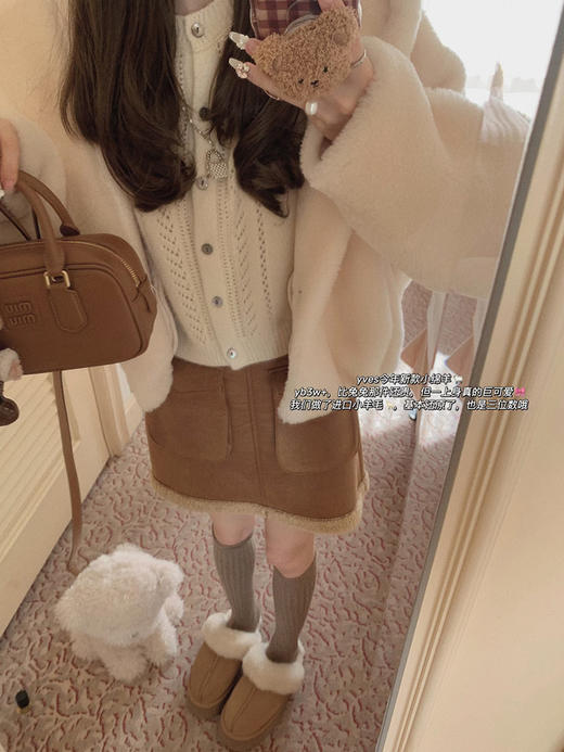 金蘑菇菇 小狐狸的雪季/ 狐狸羽绒+小绵羊外套+Gucc开衫+麂皮半裙 商品图8