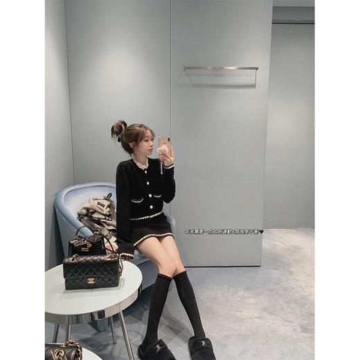 金蘑菇菇 starry night怦怦心动/ 100wool小香针织上衣+半裙套装 商品图3