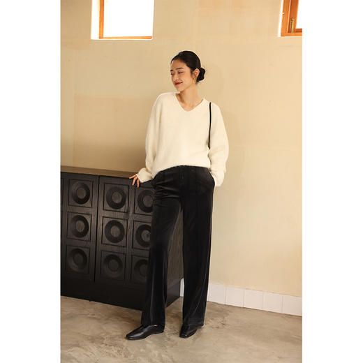 HeyDress丝绒阔腿裤女冬季高腰宽松显瘦直筒裤复古休闲垂感裤子 商品图2