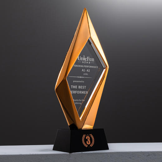 2024新款菱形树脂奖杯定制订做创意奖牌优秀企业员工年会颁奖纪念 商品图7
