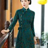 SYG-677春秋新款碎花旗袍长袖女高贵气质秋冬长裙 商品缩略图3
