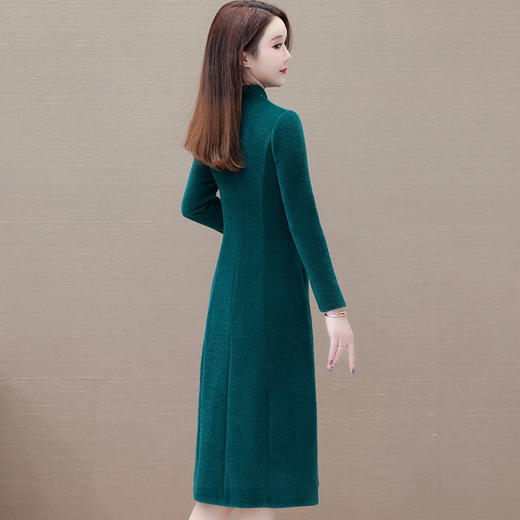 QYM H1601-Y时尚加厚连衣裙仿貂绒保暖复古旗袍裙 商品图4