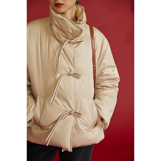 HeyDress新中式羽绒服女冬季立领90白鸭绒保暖国风盘扣短款上衣 商品图4