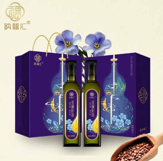 纳福汇冷榨亚麻籽油礼盒500mL*2瓶