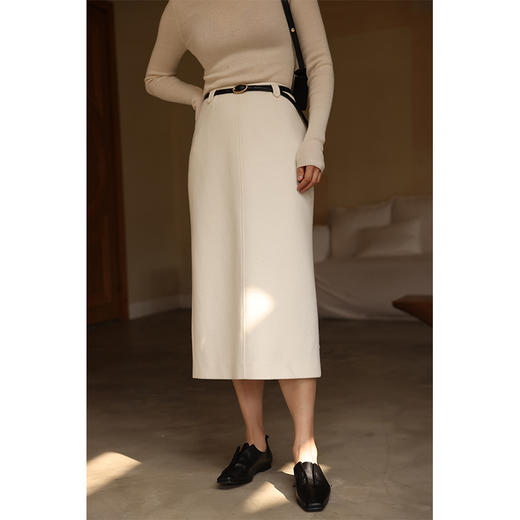 HeyDress小香风半身裙女秋冬高腰显瘦直筒a字半裙毛呢羊毛气质裙 商品图0