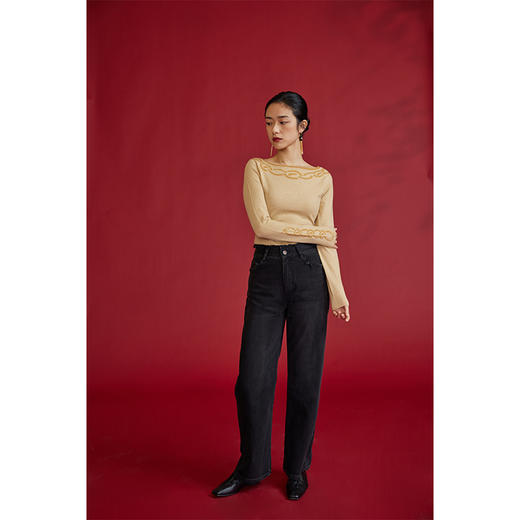 HeyDress加绒牛仔裤女冬季高腰显瘦毛边直筒裤黑色长款休闲裤子 商品图1