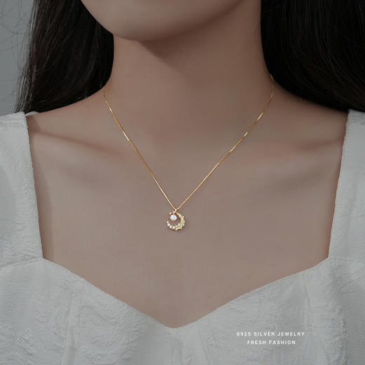 【灿烂银河】S925银星月月光石项链【YXS-A2380】 商品图1